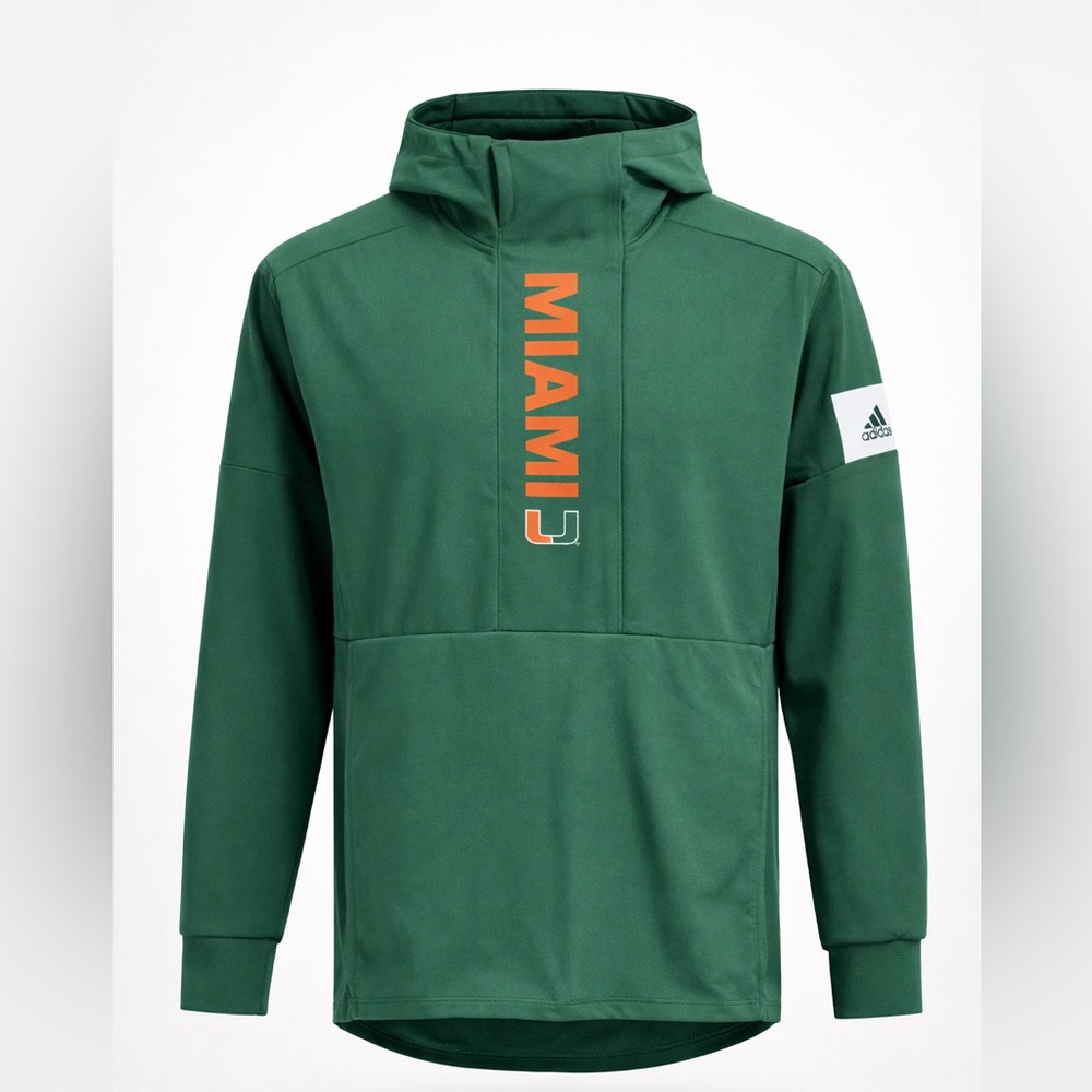 Adidas Unisex Miami Hurricanes Football Sideline Game 1/4 Zip Jacket